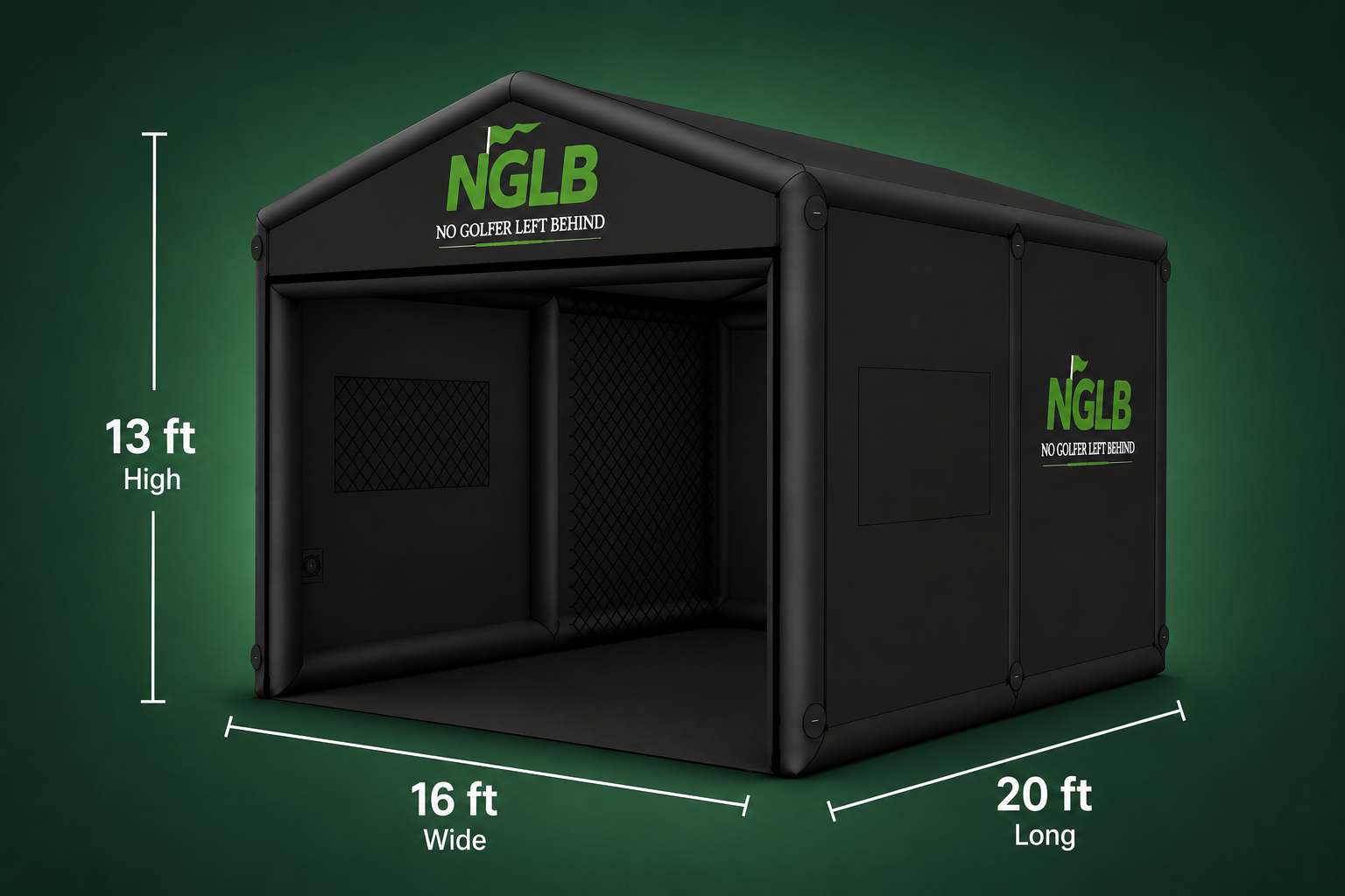NGLB Inflatable Golf Simulator Enclosure Dimensions